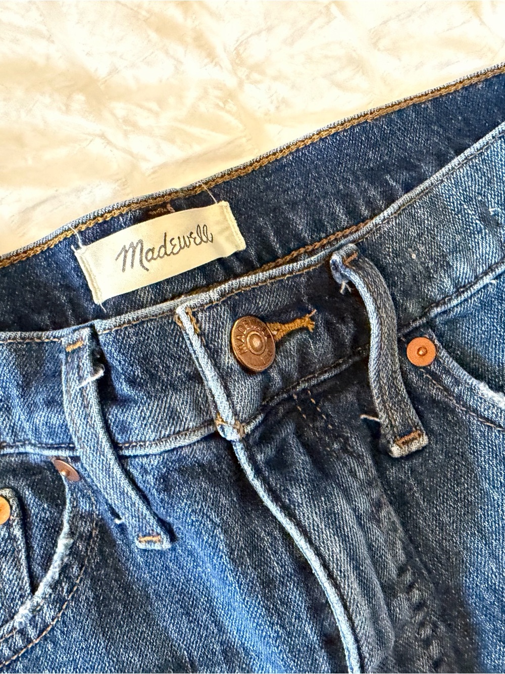 Madewell Dark Blue Denim Jeans with Copper Hardware
